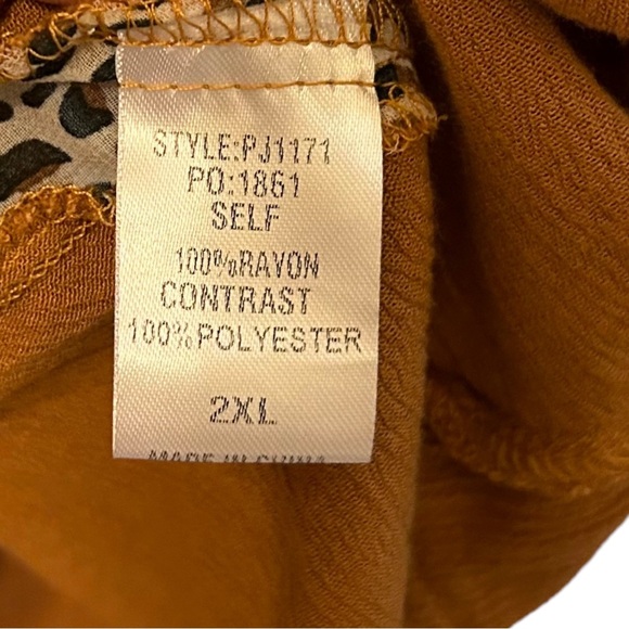 Gigio Plus women’s gathered front camel and leopard tunic top size 2XL - Picture 4 of 10